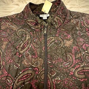 Vintage J. Jill Paisley Quilted Zip Vest – Double Zip Front